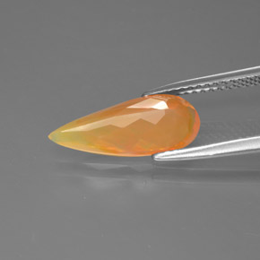 Opale de feu orange naturelle en forme de poire, 1,64 ct, transparent