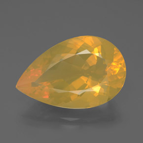 Opale de feu jaune naturelle en forme de poire, 10,72 ct, transparent