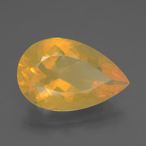 Opale de feu jaune naturelle en forme de poire, 10,72 ct, transparent