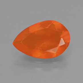 Opale de feu orange naturelle en forme de poire, 1,46 ct, transparent