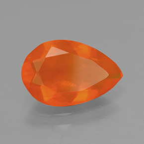 Opale de feu orange naturelle en forme de poire, 1,46 ct, transparent