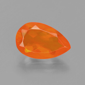 Opale de feu Orange naturelle En forme de poire, 1.22 ct, Transparent