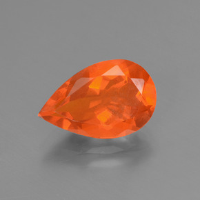 Opale de feu orange naturelle en forme de poire, 1,65 ct, transparent