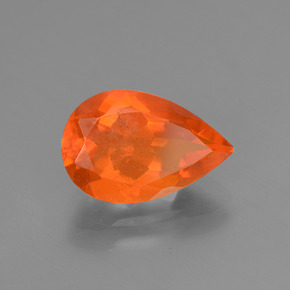 Opale de feu orange naturelle en forme de poire, 1,65 ct, transparent