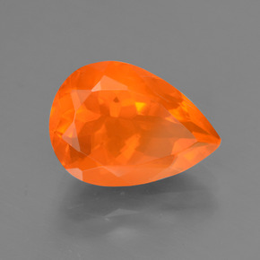 Opale de feu Orange naturelle En forme de poire, 2.84 ct, Transparent
