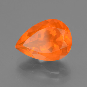 Opale de feu Orange naturelle En forme de poire, 2.84 ct, Transparent