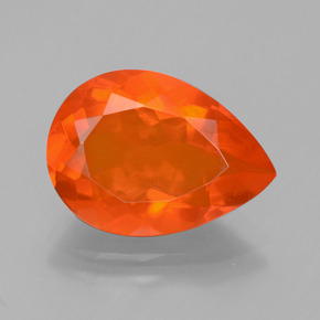 Opale de feu orange naturelle en forme de poire, 3,23 ct, transparent