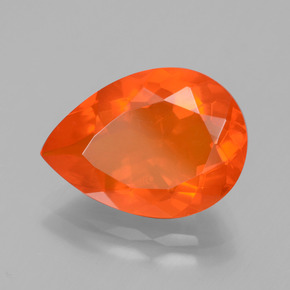 Opale de feu orange naturelle en forme de poire, 3,23 ct, transparent