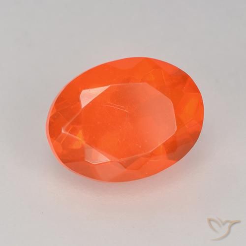 Opale de feu Orange feu naturelle ovale, 0.83 ct, Transparent