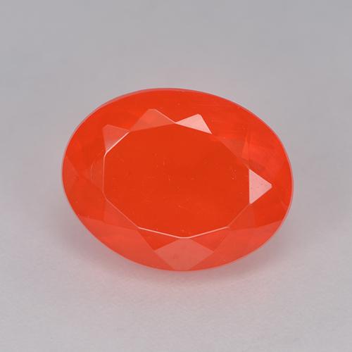 Opale de feu Rouge-orange cramoisi vif naturelle Coupe ovale, 2.42 ct, Transparent