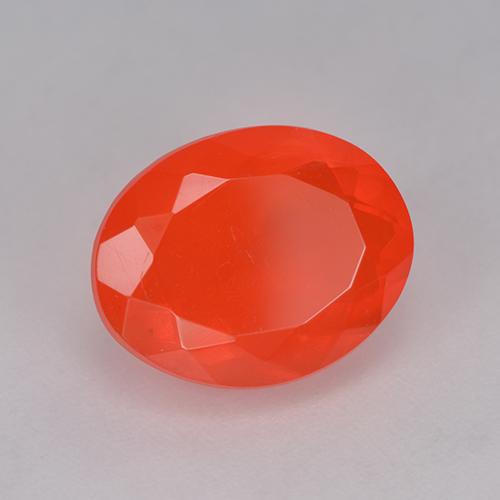 Opale de feu Rouge-orange cramoisi vif naturelle Coupe ovale, 2.42 ct, Transparent