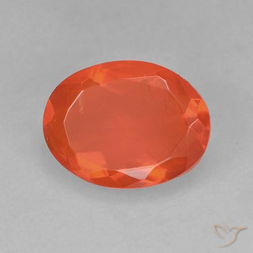 Opale de feu Orange chaud naturelle ovale, 0.64 ct, Transparent