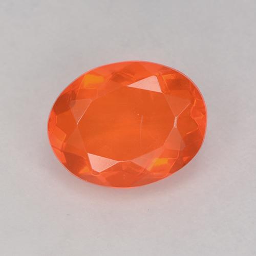 Opale de feu Orange rouge foncé naturelle Coupe ovale, 0.76 ct, Transparent
