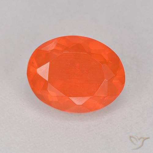 Opale de feu Orange intense naturelle Coupe ovale, 0.88 ct, Transparent