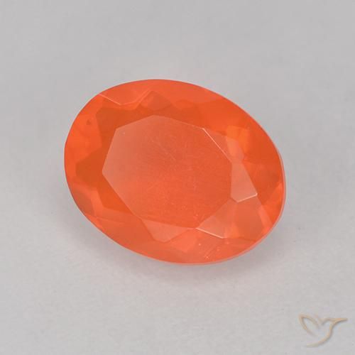 Opale de feu Orange intense naturelle Coupe ovale, 0.88 ct, Transparent