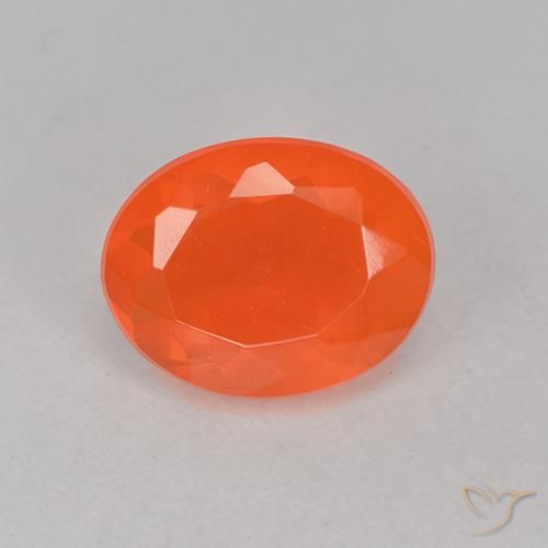 Opale de feu Orange rouge foncé naturelle Coupe ovale, 0.64 ct, Transparent