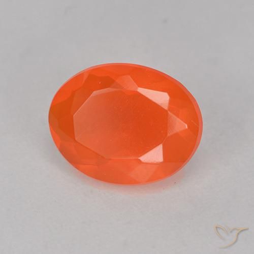 Opale de feu Orange rouge foncé naturelle Coupe ovale, 0.64 ct, Transparent