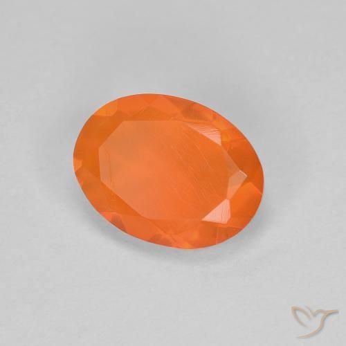Opale de feu Orange moyen naturelle ovale, 0.67 ct, Transparent
