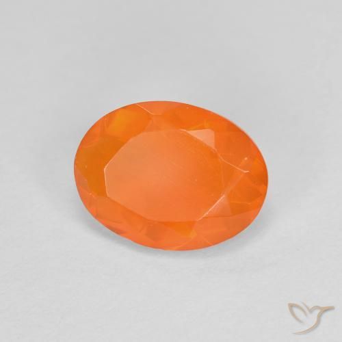 Opale de feu Orange moyen naturelle ovale, 0.72 ct, Transparent