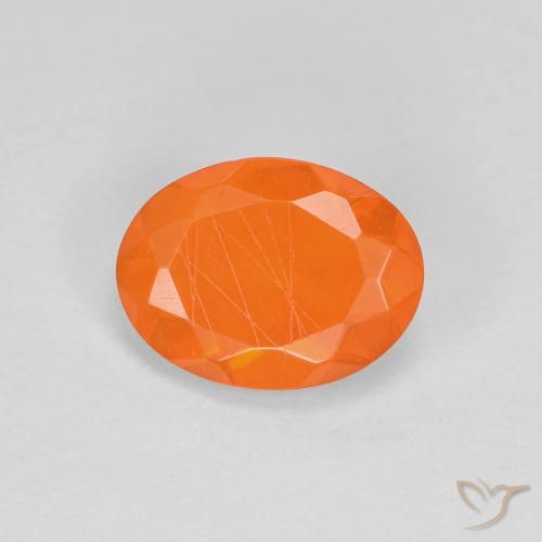 Opale de feu Orange moyen naturelle ovale, 0.63 ct, Transparent