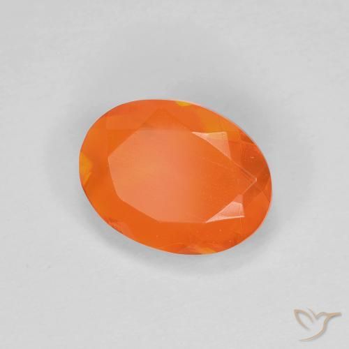 Opale de feu Orange rougeâtre naturelle ovale, 0.81 ct, Transparent
