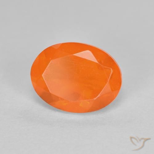 Opale de feu Orange moyen naturelle ovale, 0.92 ct, Transparent