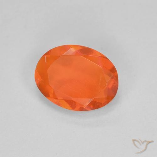 Opale de feu Orange vif naturelle ovale, 0.56 ct, Transparent