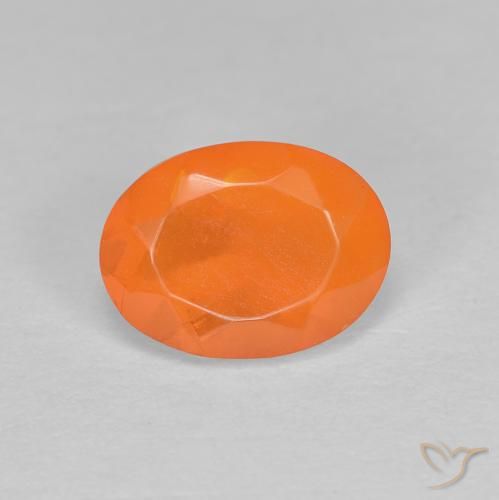 Opale de feu Orange rougeâtre naturelle ovale, 0.83 ct, Translucide