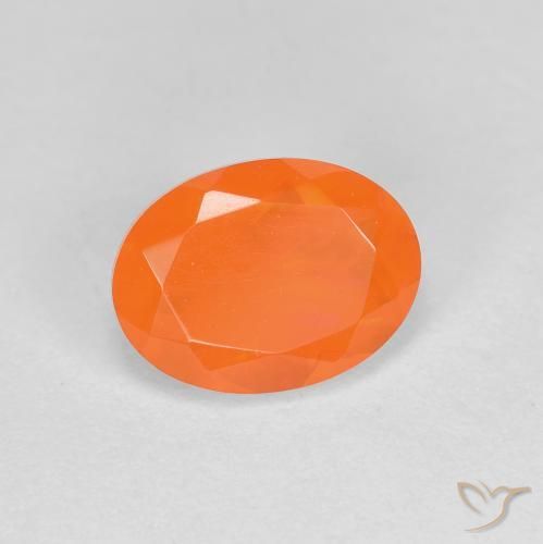 Opale de feu Orange feu naturelle ovale, 0.76 ct, Translucide