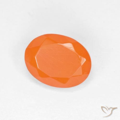 Opale de feu Orange abricot chaud naturelle ovale, 0.70 ct, Translucide