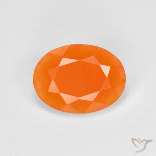 Opale de feu orange naturelle coupe ovale, 0,68 ct, translucide