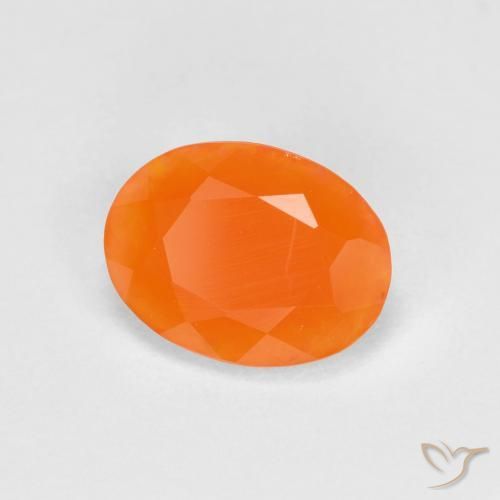 Opale de feu orange naturelle coupe ovale, 0,68 ct, translucide