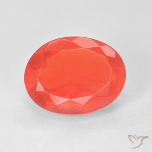 3.17ct Naturel Rouge-orange cramoisi vif Opale de feu, ovale, Transparent