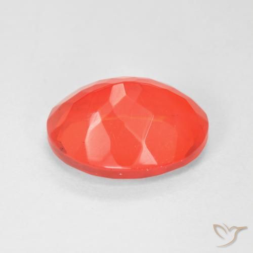 Opale de feu Rouge-orange cramoisi vif naturelle ovale, 3.17 ct, Transparent