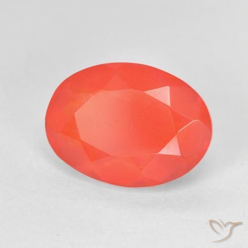 Opale de feu Rouge moyen naturelle ovale, 1.74 ct, Transparent