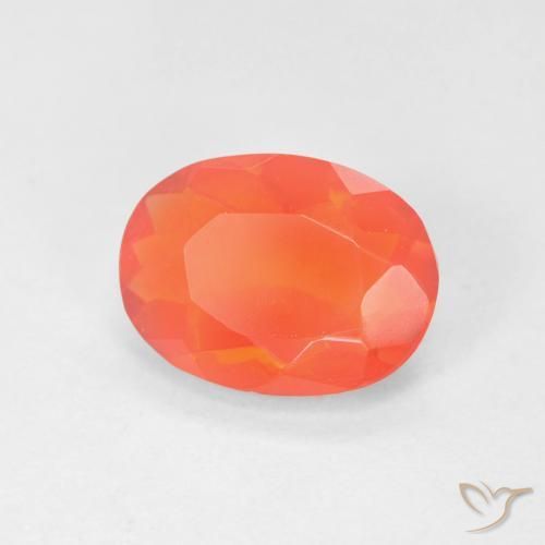 Opale de feu Orange vif naturelle ovale, 1.32 ct, Transparent