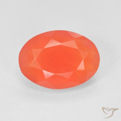 1.92ct Naturel Rouge-orange cramoisi vif Opale de feu, ovale, Transparent