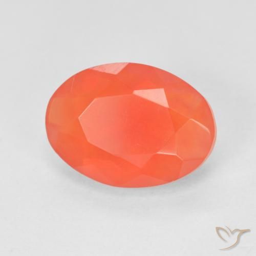 Opale de feu Rouge-orange cramoisi vif naturelle ovale, 1.92 ct, Transparent
