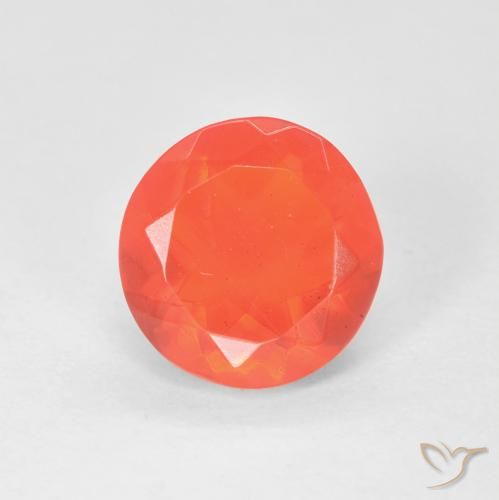 Opale de feu Orange vif naturelle Coupe roude, 1.26 ct, Transparent
