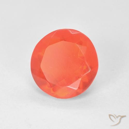 Opale de feu Orange vif naturelle Coupe roude, 1.26 ct, Transparent
