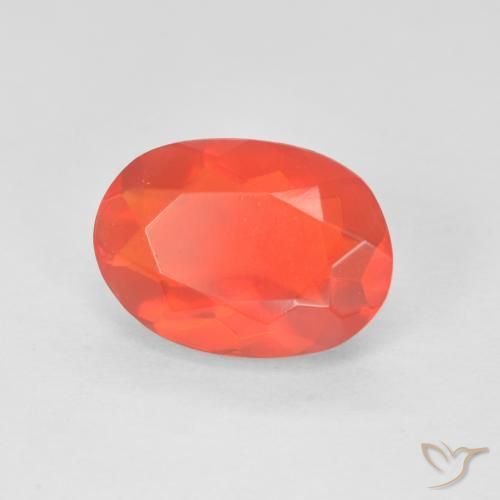 Opale de feu Rouge moyen naturelle Coupe ovale, 2.00 ct, Transparent