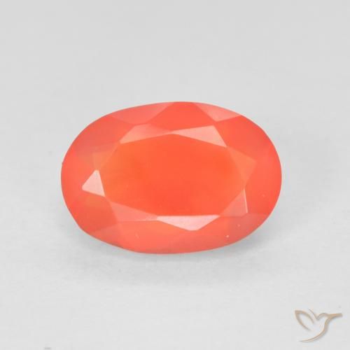 1.30ct Naturel Rouge-orange cramoisi vif Opale de feu, ovale, Transparent