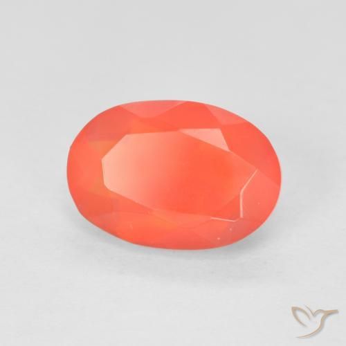 Opale de feu Rouge-orange cramoisi vif naturelle ovale, 1.30 ct, Transparent