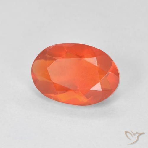 Opale de feu Orange moyen naturelle ovale, 1.13 ct, Transparent