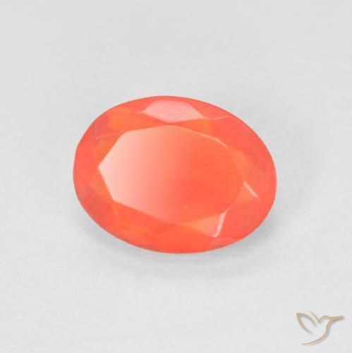 Opale de feu Orange rouge intense naturelle ovale, 0.79 ct, Transparent