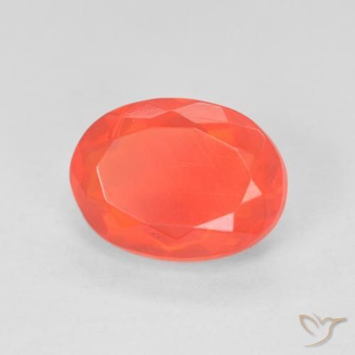 Opale de feu Orange rouge intense naturelle ovale, 1.84 ct, Transparent