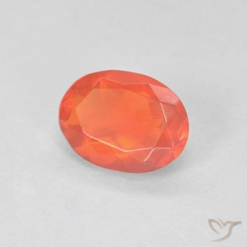 Opale de feu Orange rouge foncé naturelle ovale, 0.57 ct, Transparent