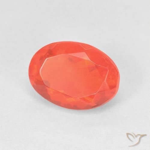 Opale de feu Orange intense naturelle ovale, 1.34 ct, Transparent