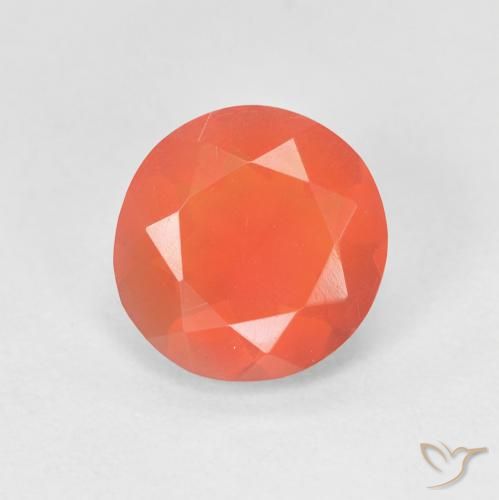 Opale de feu Orange feu naturelle Coupe roude, 1.13 ct, Transparent