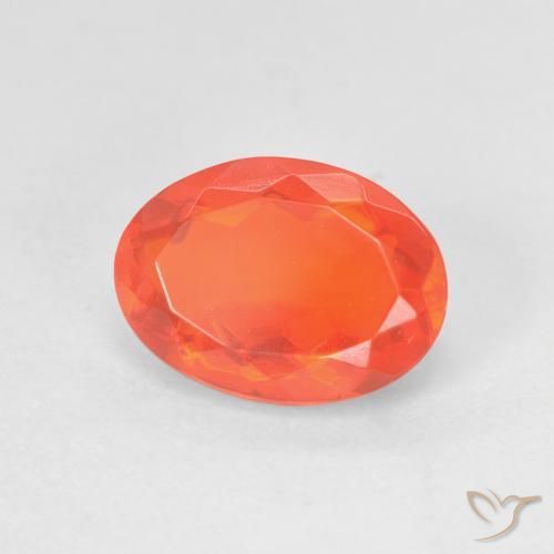 Opale de feu Orange vif naturelle Coupe ovale, 1.48 ct, Transparent